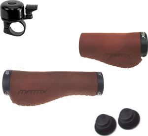Matrix Lenkergriffe Fahrradgriff Griff Leder Lang Kurz - Braun inkl. Fahrradklingel Matrix Lenkergriffe Fahrradgriff Griff Leder Lang Kurz - Braun inkl. Fahrradklingel