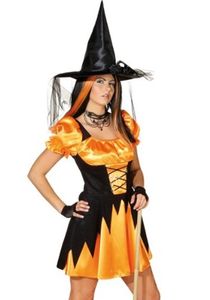 y Hexe Kostüm Faschingskostüm Karnevalskostüm Gr.40 orange-schwarz Neu