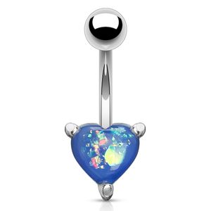 Bauchnabelpiercing Herz Heart Opal Glitzer Zirkonia Kristall Autiga® silber-blau