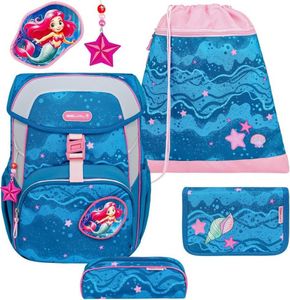 Belmil Maxi ergonomisches Schulranzen-Set 5-teilig "Mermaid" mit Brustgurt, Magnetverschluss, einem Patch