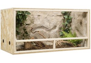 OSB Terrarium, Holzterrarium 100x50x50 cm mit Seitenbelüftung Zierleistenset ja Sicherheitspaket ja