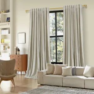 2er-Set Samt Vorhänge Blickdicht, Champagne Kräuselband Vorhang, Samtvorhänge Thermovorhänge Verdunkelungsvorhänge Wohnzimmer Schlafzimmer, 132x244cm