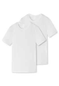 SCHIESSER Jungen T-Shirt 2er Pack - Serie "95/5", Rundhals, uni, Organic Cotton Weiß L