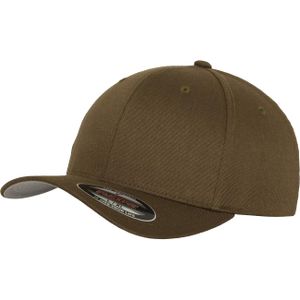 FLEXFIT Unisex šiltovka 6 Panel Flexfit Wooly Combed Kappe 6277 Grün Olive S/M