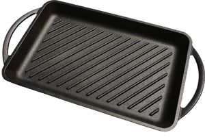 Kitchenbear - Grillplatte aus Gusseisen inkl. Silikonmatte - geeignet für Induktion, Gas, Ceran, Backofen, Grill und offenes Feuer