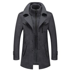 Herren Wintermantel, Slim Fit Zweiteiliger Mantel für Business und Freizeit, Wollmantel mit Stehkragen Peacoat und Warmer Integrierter Innenjacke, Herren, Grau, 6XL