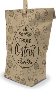 12er Set mit Klammern - itenga Geschenktüte Frohe Ostern Eier Muster braun schwarz