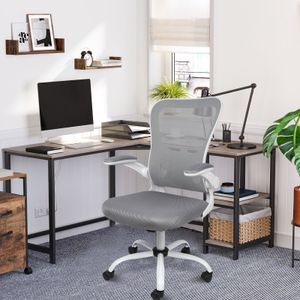 Bürostuhl Ergonomischer Schreibtischstuhl Drehstuhl Chefsessel mit Mesh Netz Wippfunktio Grau+Weiß