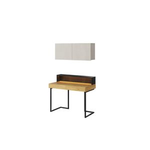 MINIO Büromöbelset FELIX S12B 2-Teiling Möbelset | Hikora Natural / Silk Flou Farbe mit Stahlbeinen