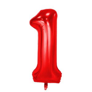 Folienballon Zahl 1, ca. 100 cm, rot