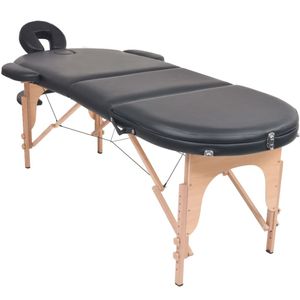 vidaXL Massageliege Klappbar 4 cm Polsterung 2 Nackenrollen Schwarz