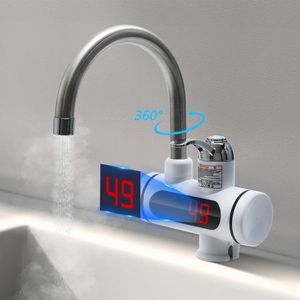 Küchenarmatur 3000W Elektrischer Wasserhahn Temperaturanzeige Edelstahl, 360° drehbar, Haushalt, digitale Anzeige, 3-Sekunden-Aufheizung
