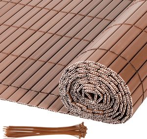 Jayseuw PVC rohož na ochranu soukromí, plot s kabelovými vazbami, plot na ochranu soukromí na zahradě, odolný proti povětrnostním vlivům, vnitřní zesílené lamely s W-konstrukcí, hnědý 0,8 x 3 m