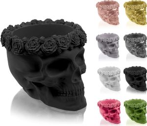 Concrette Skull Flowers, Schwarz, Beton, 1 Stück(e), 150 mm, 190 mm, 130 mm