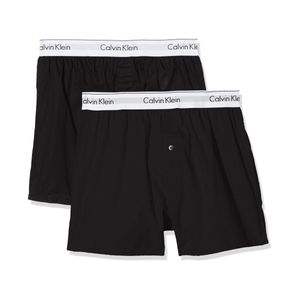 Calvin Klein Herren Slim Fit Boxershorts mit 2er-Packung, Schwarz L