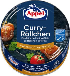 Appel Curry Röllchen Heringsfilets in pikantem Curry Ketchup 200g