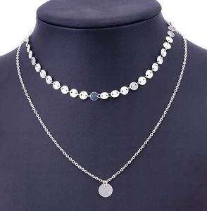 Choker-Halskette - Feierliche Münze - Eleganz - Sensationelles Aussehen - Metall gefertigt - Silber - Minimale Länge 40 cm - Maximale Länge 45 cm