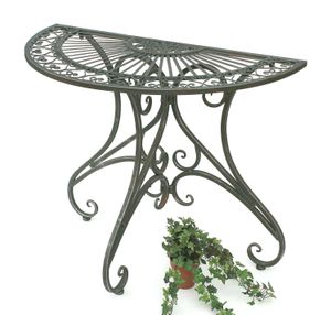 DanDiBo Tisch Halbrund Wandtisch Halbtisch 130434 Beistelltisch aus Metall 90 cm Gartentisch Konsole
