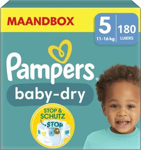 Pampers Baby-Dry Windeln – Größe 5 – Monatsbox – 180 Stück – 11/16 KG (2 x 90 Windeln)