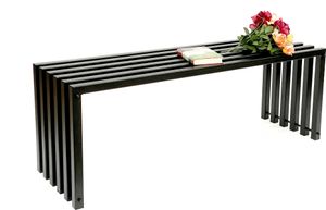 DanDiBo Gartenbank Metall Massiv Wetterfest Schwarz 120 cm Ela Sitzbank Modern 96205 Parkbank Eisen Lamellenbank