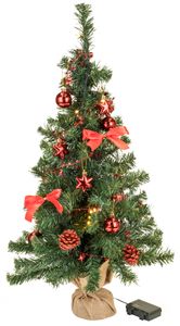 Künstlicher Weihnachtsbaum Geschmückt Mit Beleuchtung LED Timer Innen 75cm Rot