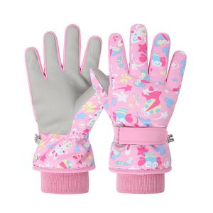 Chlapecké prstové zimní rukavice, voděodolné a protiskluzové se zapínáním na suchý zip, růžové,S