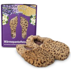 Habibi Wärmeschuhe aufheizbare Thermo Hausschuhe Fußwärmer für Mikrowelle & Ofen - Leo, Schuhgröße M (EU 37-40)
