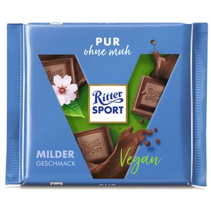 Ritter Sport Vegan Pur ohne Muh Kakaoerzeugnis milder Geschmack 100g