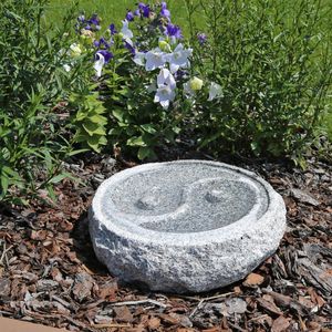 CLGarden Vogeltränke M2 Yin Yang aus Granit Naturstein Stein Garten Vogelbad