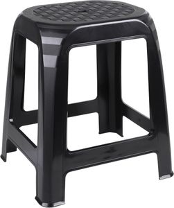 Kunststoff Tritthocker schwarz Belastbarkeit bis 120 kg - 46 x 41 cm - Küchen und Badezimmer Hocker hoch - Sitzhocker Haushaltshilfe Küchenhocker Trittleiter Fußbank