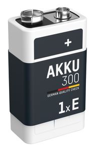 ANSMANN Akku 9V 300mAh E-Block NiMH 1,2V – 1000x wiederaufladbar (1 Stück)