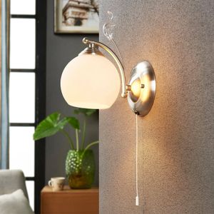 Silber Chrom Glass Wandleuchte Wandlampe Wohnzimmer Zugschalter E27 Lampe 