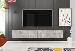 Minio, TV-Schrank, TV Lowboard,"DONNA", 180cm, hängend, stehend, Beton Farbe
