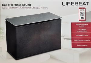 Medion Lifebeat X61073 WLAN Multiroom Lautsprecher, Schwarz/Silber