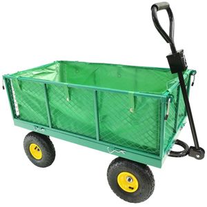Bollerwagen Gartenwagen herausnehmbare Plane bis 550kg belastbar Handwagen Gartenkarre Gartenwagen Transportwagen Karre Grün