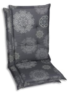 GO-DE Textil, Sesselauflage Hochlehner, 2er Set, Farbe: grau, Maße: 120 cm x 50 cm x 6 cm, Rueckenhoehe: 70 cm