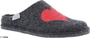 Damen Hauspantoffel Herz und Glitter anthrazit Filz Gr. 41 Hausschuhe