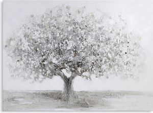 GILDE Leinwandbilder Bild Big Tree weiß, grau, silber, handgearbeitet H. 70 cm,31982