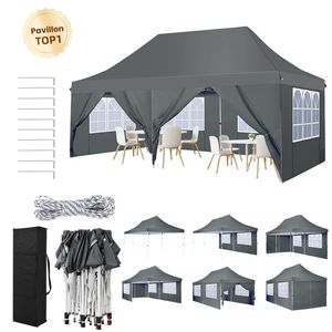 Faltpavillon Pavillons & Partyzelte 3x6m Wasserdicht Stabil UV-Schutz mit 4 Seitenteilen und 2 Eingängen, Gartenpavillon für Garten/Party/Hochzeit/Picknick , Weiß
