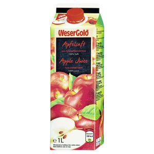 Wesergold Apfelsaft Klar 100 % Fruchtgehalt Tetra Pack - 8 x 1 l Packungen