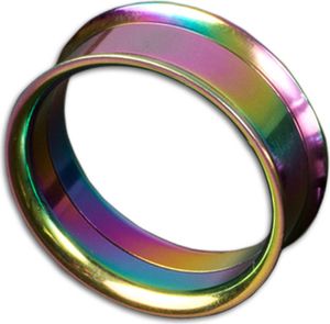 viva-adorno 1 Stück 18mm Edelstahl Tunnel mit Innengewinde in verschiedenen Farben Größe 4 - 30mm Z155,regenbogen