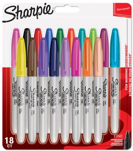 Sharpie Permanent Marker | Marker Stifte mit feiner Spitze | gemischte Farben | 18er Set