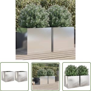 The Living Store Sadzarka 2 szt. srebrna 49x47x46 cm stal nierdzewna