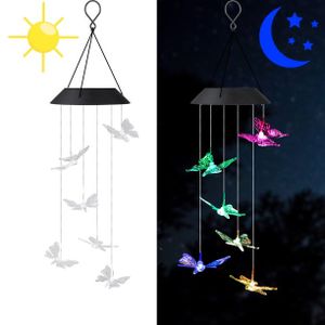 Solar Windspiele, Kolibri Windspiel Farbwechsel LED Solar Mobile Light Wasserdichtes Indoor Outdoor Glockenspiel für Garten