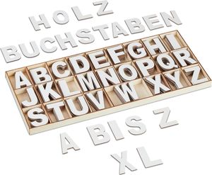 relaxdays 208-tlg. Holzbuchstaben Set weiß