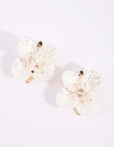 Lovisa - Große perlenbesetzte Blumenohrringe in Gold