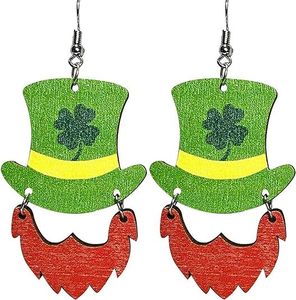 St. Patrick's Day Ohrringe für Frauen und Mädchen, niedliche, lustige Acryl-Ohrringe mit irischem Kleeblatt, 3, Grün , Holz