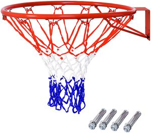 COSTWAY Ø 45 cm Basketballring mit Netz, Basketball Korb aus Stahlrahmen und wetterfestes Nylonnetz, Basketballkorb für In- und Outdoor