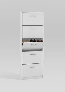 FMD furniture 411-005 Schuhkipper inNachbildung Weiß, Maße ca. 58,5 x 168,5 x 17 cm (BxHxT)