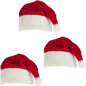 3x Weihnachtsmütze mit Bommel | rot/weiß | Polyester | Nikolausmütze Santa Claus Weihnachtsmann Xmas Christmas kuschlig (3er Pack)